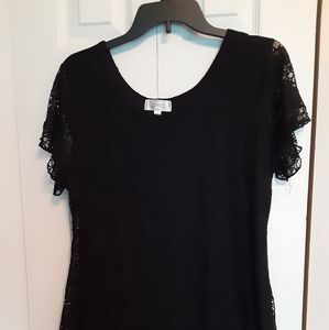Large, black, lace overlay, top